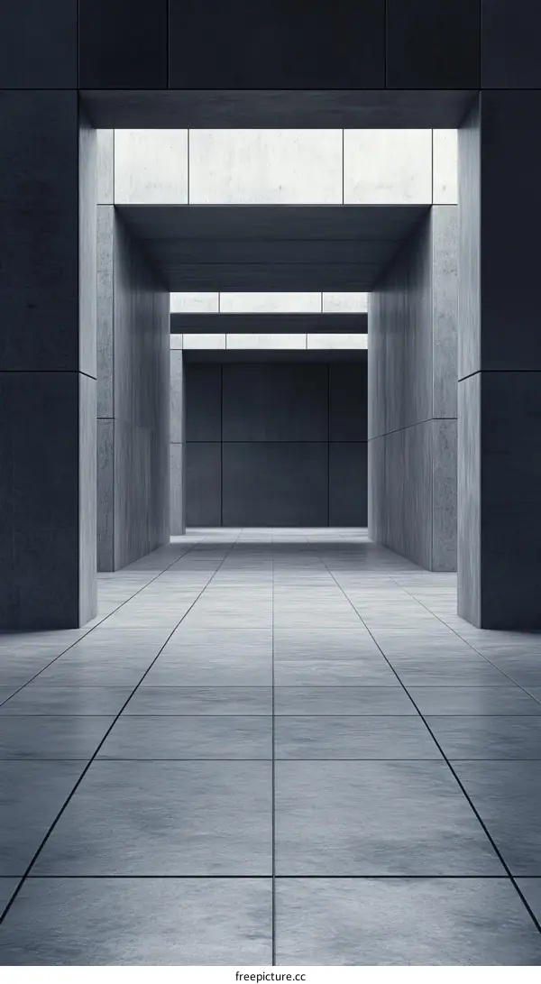 Abstract Modern Concrete Corridor Interior