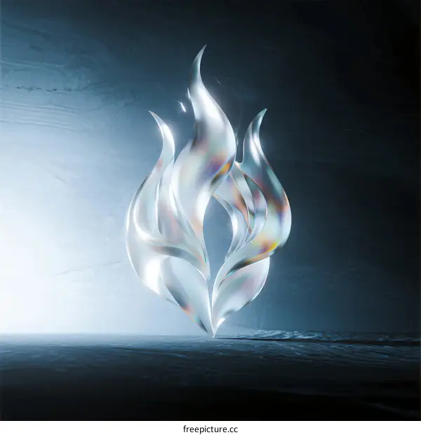 Ethereal Glass-like Flame with Smooth Curved Edges and Gradient Colors
