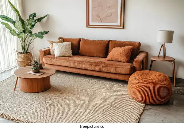 Modern Living Room Interior Design with Warm Hues