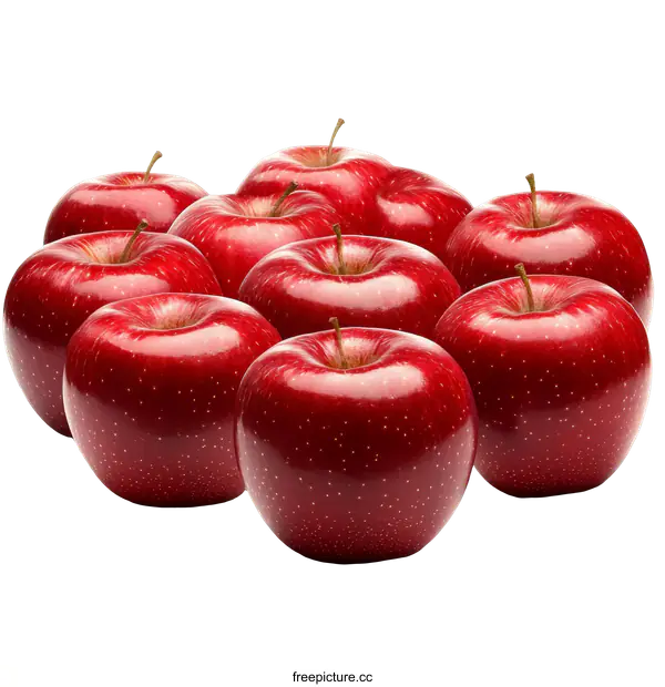 [Transparent Background PNG]Group of Red Apples Displayed Against White Background