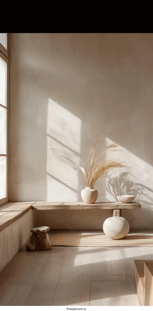 Minimalist Room with Wheatgrass