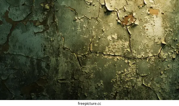 Cracked Weathered Green Painted Wall Texture