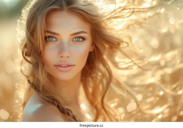 portrait of a beautiful blonde woman with long hair