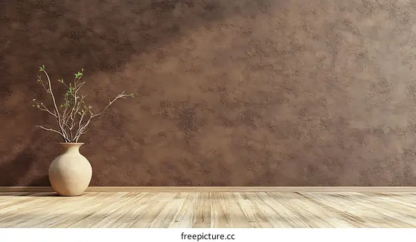 Empty Room Interior Design with Brown Wall