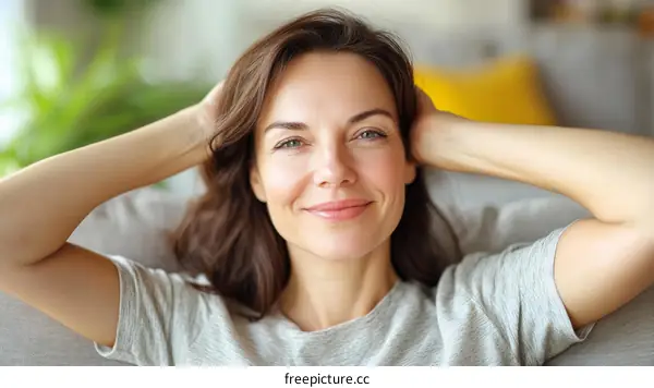 Relaxed Woman in a Comfortable Setting