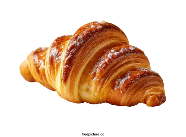 [Transparent Background PNG]Delicious golden croissant on a white background