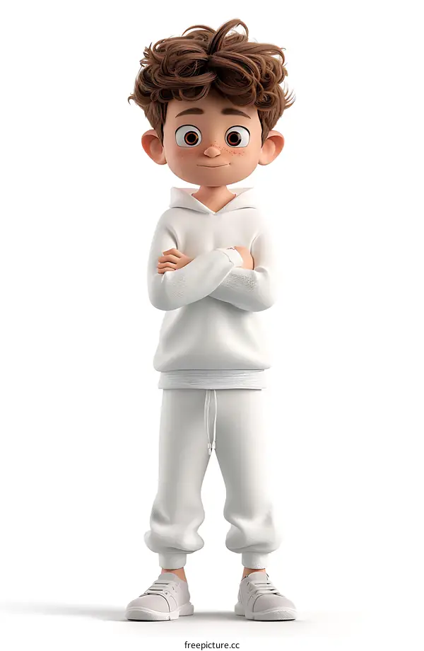 3D rendering of a cute cartoon boy