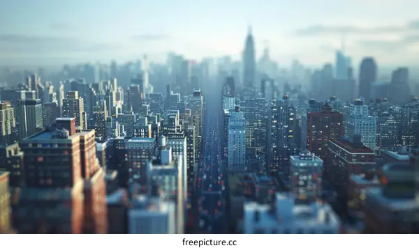 Modern City Skyline Aerial View Illustration