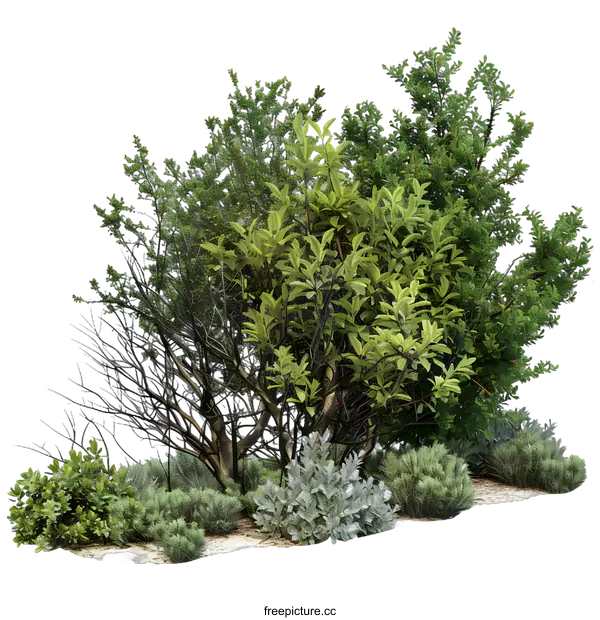 [Transparent Background PNG]Green Shrubbery with White Background