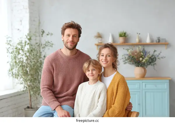 Happy Family Portrait in a Cozy Home