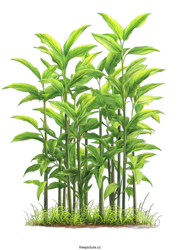 [Transparent Background PNG]Watercolor Illustration of Green Tropical Plants