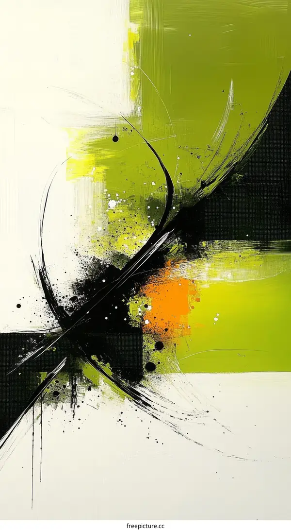 Abstract Art with Green and Black Colors