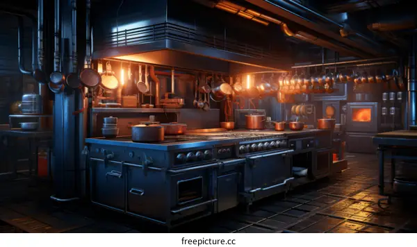 futuristic restaurant kitchen interior