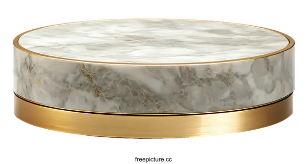 [Transparent Background PNG]Elegant Round Marble Tray with Gold Accents