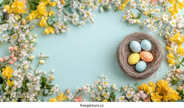 Easter Floral Arrangement with Painted Eggs
