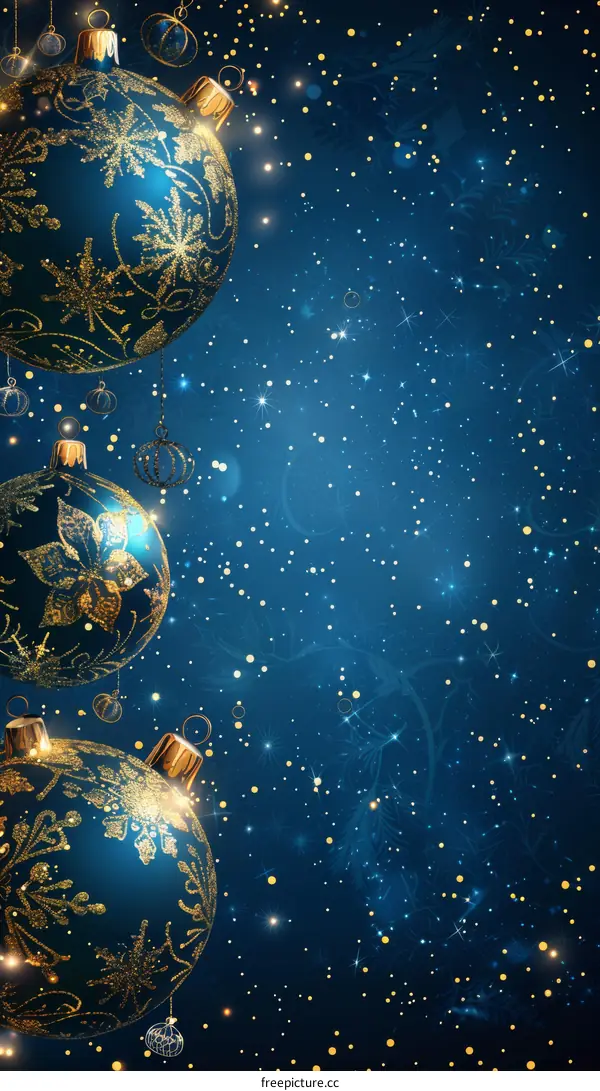 Blue Christmas Background with Ornaments