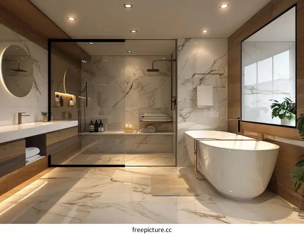 Modern Luxury Bathroom Design with Marble