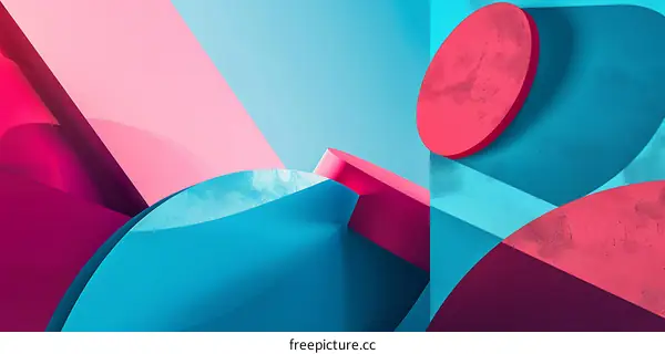 Abstract Geometric Shapes in Pink, Blue and Red