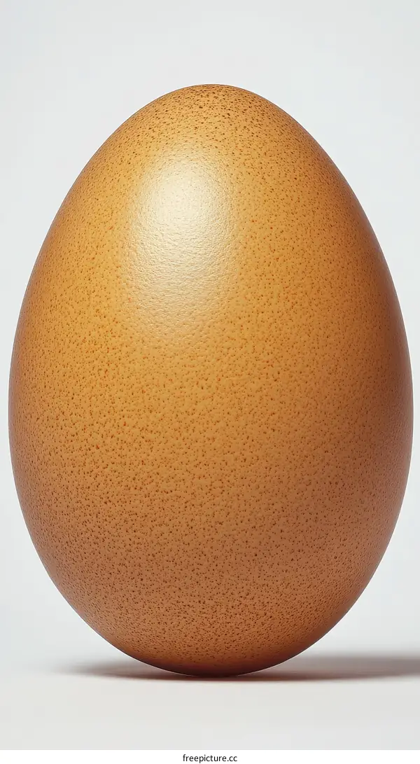 Single Brown Egg Against White Background