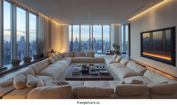 Modern Penthouse Living Room with City Views