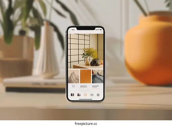 Smartphone Screen Displaying Interior Design App