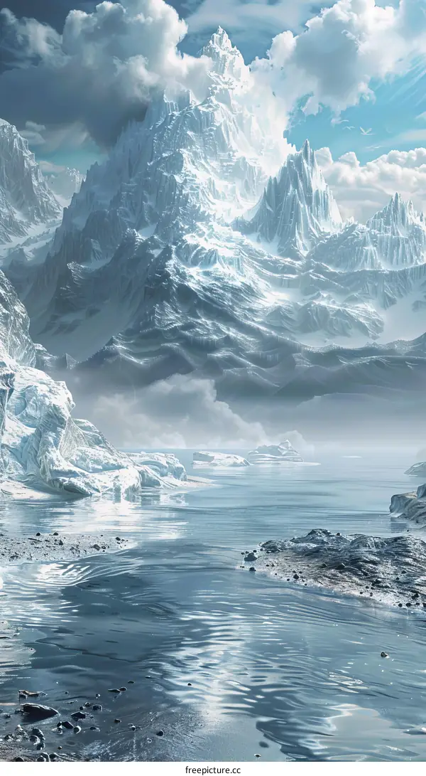 Mesmerizing Frozen Lake in a Majestic Mountainous Landscape