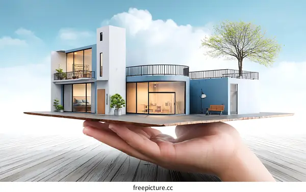 Modern Architecture Model Held in Hand