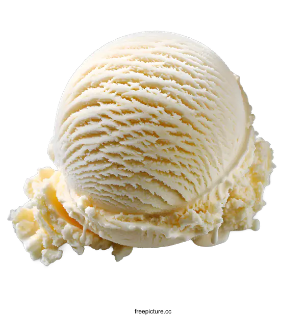 [Transparent Background PNG]Scoop of Vanilla Ice Cream Melting on White
