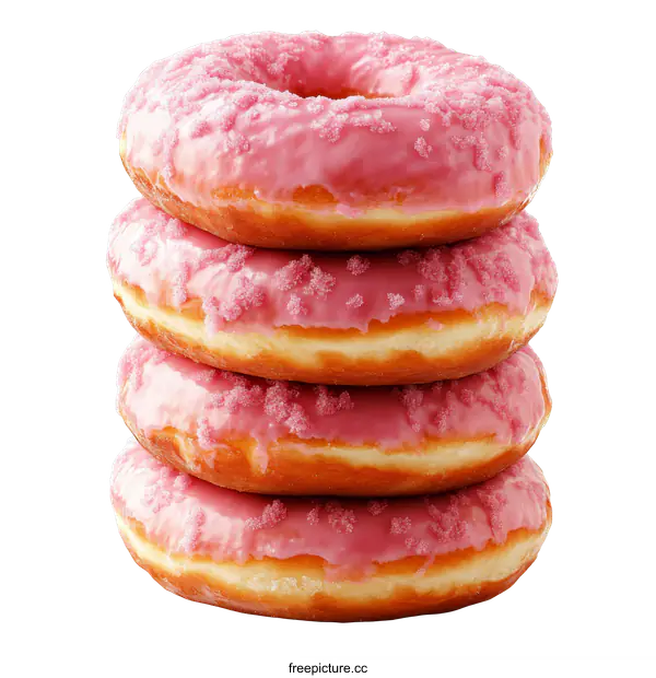 [Transparent Background PNG]Delicious Pink Glaze Donuts Stacked High