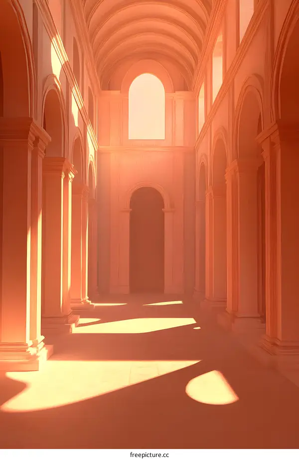 Sunlight Shining Through Arches of a Classic Building