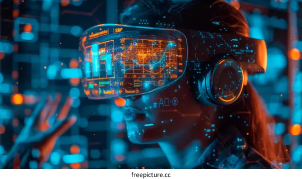 A woman wearing a virtual reality headset