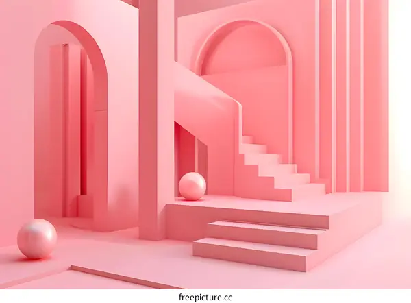 Pink Abstract Geometric Shapes 3D Render