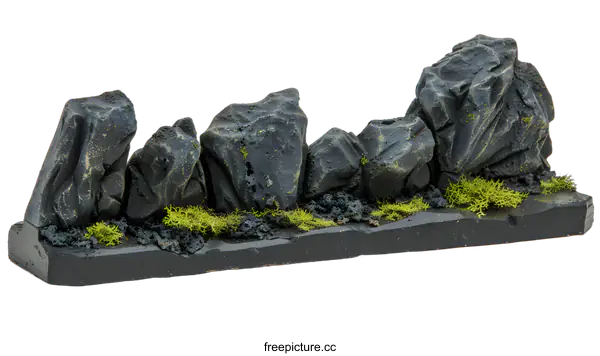 [Transparent Background PNG]Black and Gray Rock Formation on a Black Base