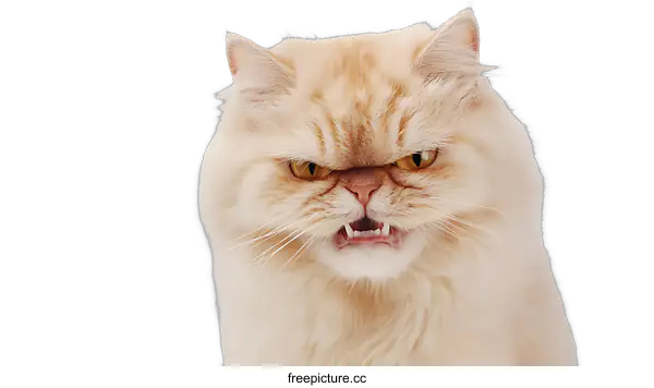 [Transparent Background PNG]Angry Persian Cat with Yellow Eyes