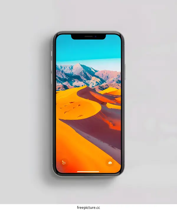 Phone Screen with Desert Landscape Wallpaper