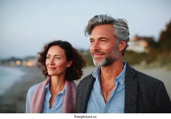 Couple on the Beach at Sunset