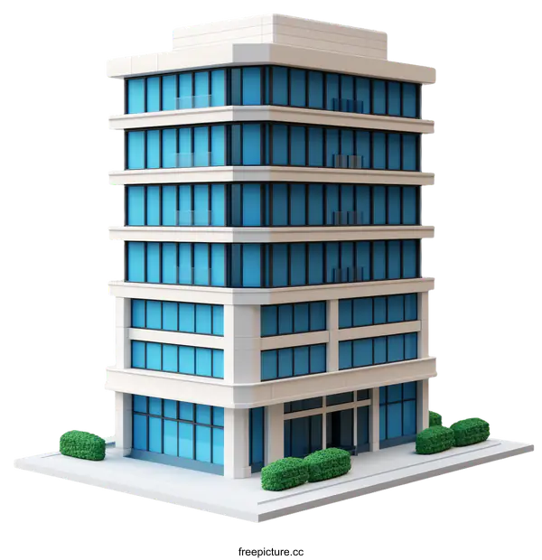 [Transparent Background PNG]Modern City Building Illustration