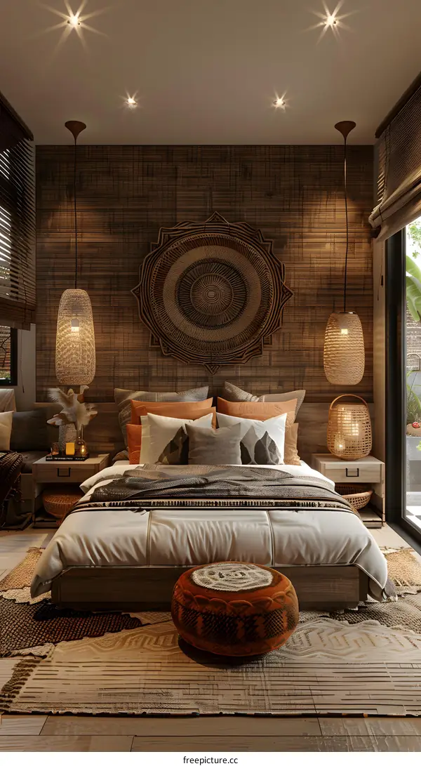 Teak Bedroom with Modern Elements
