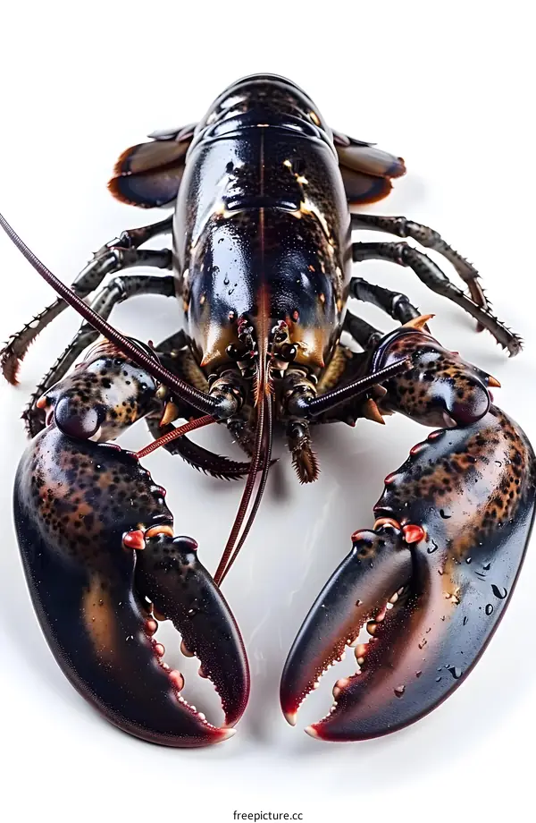 A large lobster on a white background