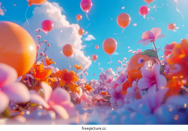Balloons and Flowers in the Sky