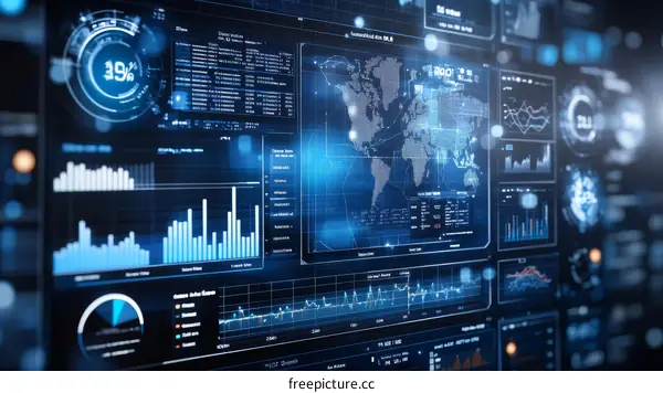 Digital Dashboard Displaying Data and Information
