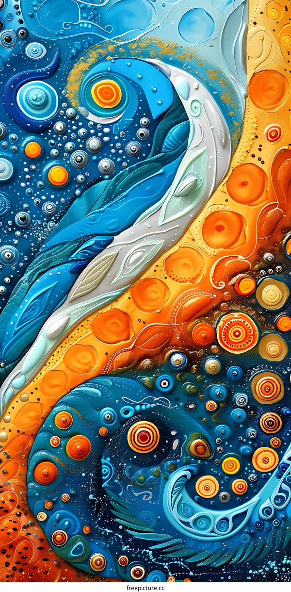 Abstract Art with Blue and Orange Circles