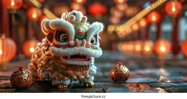 Lion Dance Performance in Celebration of Chinese New Year