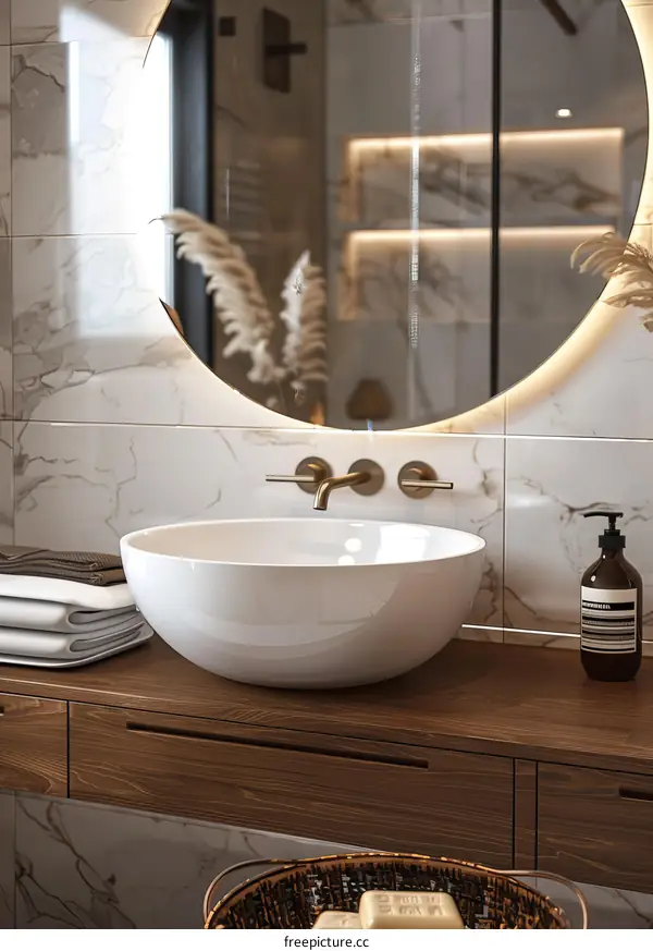 Modern Stylish Bathroom Vanity with Round Sink