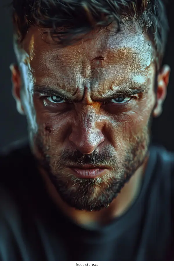 Close Up Portrait of a Wounded Man