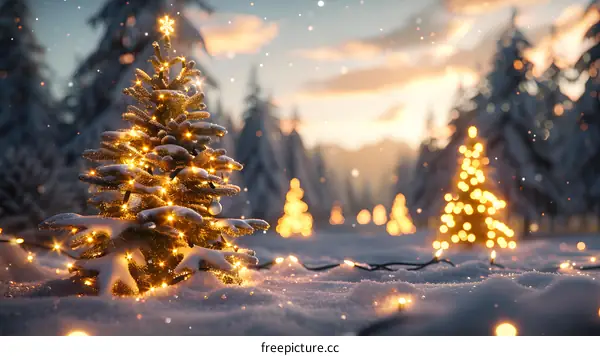 Christmas tree in the snow