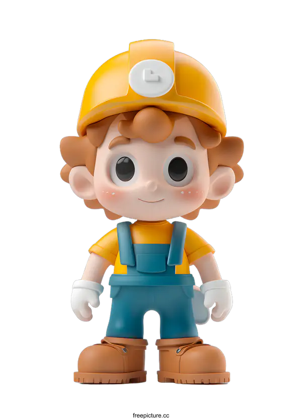 [Transparent Background PNG]Cute Cartoon Worker 3D Character Illustration