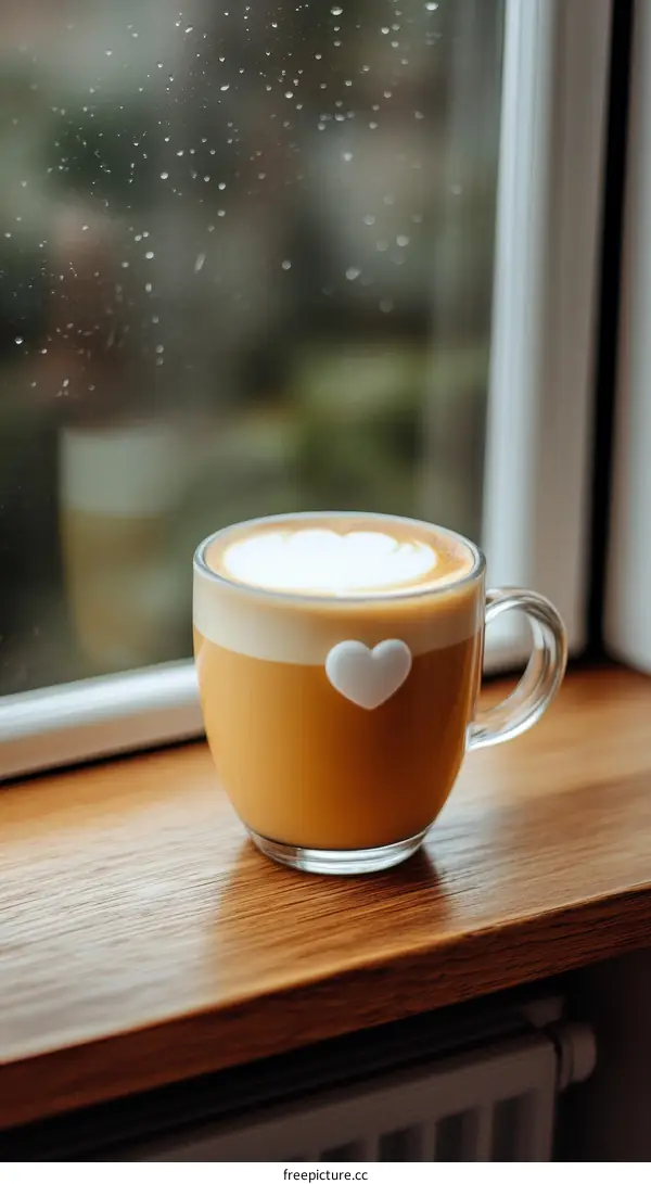 Warm Latte Art on a Rainy Day by the Window