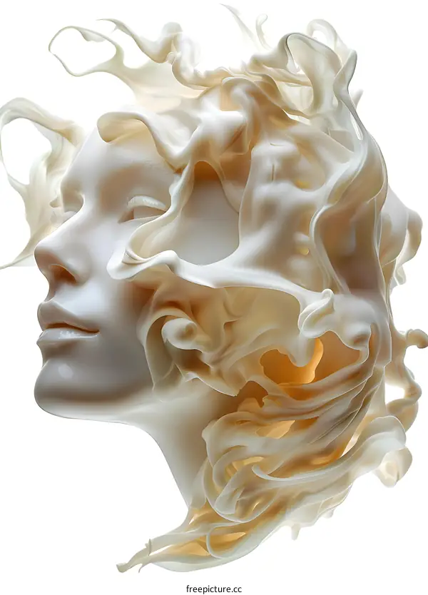 Abstract Digital Art of Woman with Swirling Hair