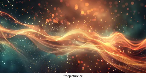 Golden Waves Shimmering on a Blue-Green Background